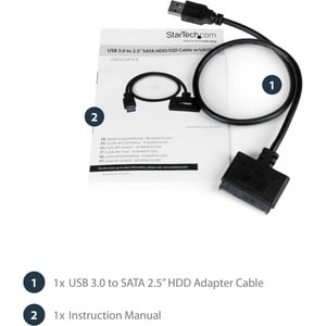 StarTech.com SATA to USB Cable - USB 3.0 to 2.5" SATA III Hard Drive Adapter - External Converter for SSD/HDD Data Transfe