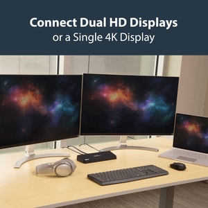 StarTech.com Docking Station Laptop universale USB 3.0 a doppia uscita video 4K DisplayPort / HDMI - Gbe + porta USB a ric