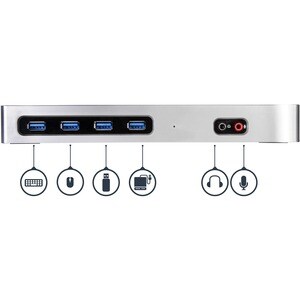 StarTech.com USB-C & USB-A Dock, Dual Monitor 4K 60Hz Dock DisplayPort/HDMI, Hybrid USB 3.0 Laptop Docking Station, 6x USB