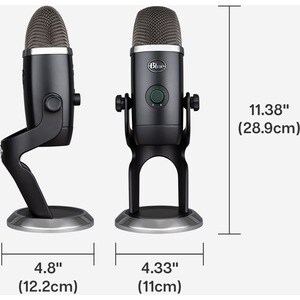 Blue Yeti X Wired Condenser Microphone - Stereo - 20 Hz to 20 kHz - Cardioid, Bi-directional, Omni-directional - Stand Mou