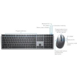Dell Premier KM7321W Keyboard & Mouse - AZERTY - Belgian - USB Wireless Bluetooth/RF - Keyboard/Keypad Color: Titan Gray -