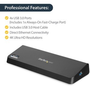 StarTech.com Docking Station Laptop universale USB 3.0 a doppia uscita video 4K DisplayPort / HDMI - Gbe + porta USB a ric