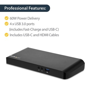 StarTech.com USB C Dock - 4K - USB C to HDMI and DisplayPort - with Power Delivery (USB PD) - Laptop Docking Station - 2 D