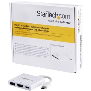 StarTech.com StarTech.com USB C Multiport Adapter with HDMI 4K & 1x USB 3.0 - PD - Mac & Windows - White USB Type C All in