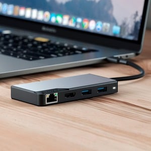ALOGIC USB-C Fusion ALPHA 5-in-1 Hub - 1 x HDMI 4K@60Hz, 2 x USB-A (USB 3.0), 1 x Gigabit Ethernet, 1 x USB-C (Data & PD) 