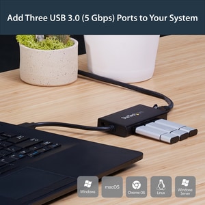 StarTech.com Hub USB 3.0 de Aluminio con Cable - Concentrador de 3 Puertos USB con Adaptador de Red Ethernet Gigabit - 3 T
