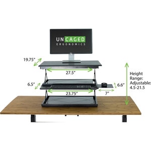 Uncaged Ergonomics CHANGEdesk - Adjustable Height Standing Desk Conversion - Up to 21" Screen Support - 30 lb Load Capacit