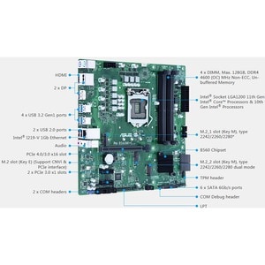 Asus B560M-C/CSM Desktop Motherboard - Intel Chipset - Socket LGA-1200 - Micro ATX - Pentium Gold, Celeron, Core i5, Core 