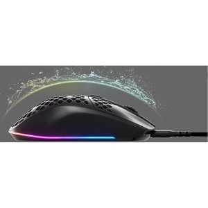 SteelSeries Aerox 3 Wireless Gaming Mouse - Optical - Wireless - Bluetooth - 2.40 GHz - Yes - Black - USB Type C - 18000 d