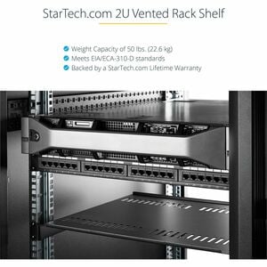 StarTech.com Scaffale cantilever per montaggio a rack universale con fessure 16" 2U - Ripiano per armadio server rack fiss