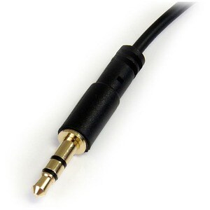 StarTech.com 1 ft Slim 3.5mm to Right Angle Stereo Audio Cable - M/M - First End: 1 x Mini-phone Male Stereo Audio - Secon