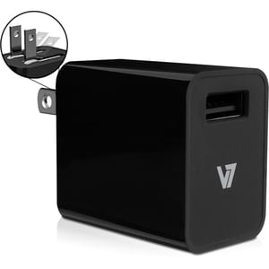 V7 12W USB Wall Charger with Lightning Cable - 120 V AC, 230 V AC Input - 5 V DC/2.40 A Output