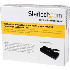 StarTech.com Mini Estación de Conexión USB 3.0 con HDMI® o VGA, Ethernet Gigabit y USB - Docking Station para Laptop - 2 x