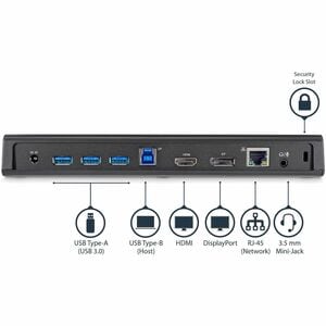 StarTech.com Docking Station Laptop universale USB 3.0 a doppia uscita video 4K DisplayPort / HDMI - Gbe + porta USB a ric