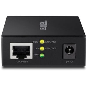 TRENDnet 1000BASE-T to SFP Fiber Media Converter; Gigabit Ethernet to SFP Media Converter; 4Gbps Switching Capactiy; TFC-G