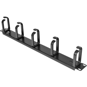 19” Server Rack Cable Management Panel w/ D-Ring Hooks - 1U Horizontal or Vertical Wire and Cord Manager - Metal (CABLMANA