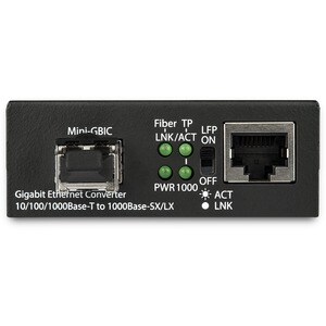Multimode (MM) LC Fiber Media Converter for 10/100/1000 Network - 550m - Gigabit Ethernet - 850nm - with SFP Transceiver (