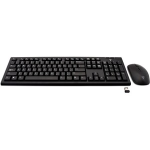 V7 Wireless Keyboard and Mouse Combo - USB Wireless RF English (US) - Black - USB Wireless RF Mouse - 1600 dpi - 3 Button 