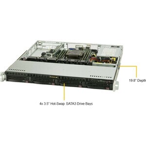Supermicro SuperServer 5019P-M Barebone System - 1U Rack-mountable - Socket P LGA-3647 - 1 x Processor Support - Intel C62