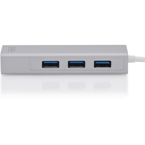 Digitus USB/Ethernet Combo Hub - USB Type C - External - 3 Total USB Port(s) - 3 USB 3.0 Port(s)1 Network (RJ-45) Port(s) 