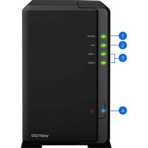 Synology DiskStation DS218play 2 x Total Bays SAN/NAS Storage System - Realtek Quad-core (4 Core) 1.40 GHz - 1 GB RAM - DD