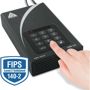 Apricorn Aegis Padlock DT FIPS ADT-3PL256F-12TB 12 TB Desktop Hard Drive - External - Black - TAA Compliant - USB 3.0 - 25