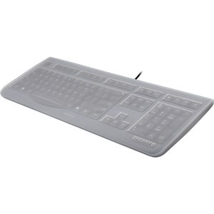 CHERRY EZCLEAN Wired Keyboard - Full Size,Black,Included Easy to Clean Flat Silicone Cover