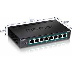 TRENDnet 8-Port Gigabit EdgeSmart PoE+ Switch, 8 x Gigabit PoE+ Ports, 64W PoE Power Budget, Managed PoE+ Switch, Wall Mou
