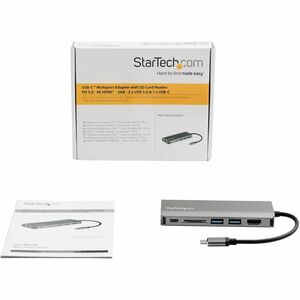 StarTech.com Adaptador Multipuertos con HDMI - 4K - Mac / Windows - Lector de Tarjetas SD - Hub USB C a USB 3.0 - 2x USB-A