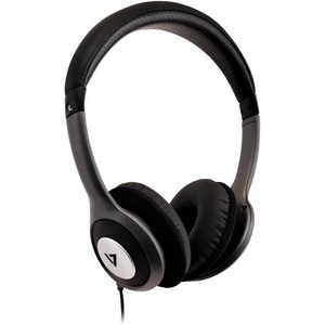 V7 Deluxe Stereo Headphones with Volume Control - Stereo - Black, Gray - Mini-phone (3.5mm) - Wired - 32 Ohm - 20 Hz 20 kH