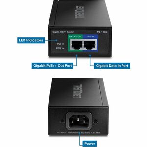 Iniettore PoE TRENDnet TPE-117GI - 52 V DC, 1,38 A Uscita - 60 W