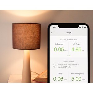 Kasa Smart LED Filament Light Bulb - 7 W - 230 V AC - 800 lm - A60 Size - Soft White Light Color - E27 Base - 2700°K Color