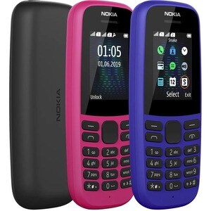 Nokia 105 4 MB Feature Phone - 4.5 cm (1.8") Active Matrix TFT LCD QQVGA 120 x 160 - 4 MB RAM - 2G - Blue - Bar - 2 SIM Su