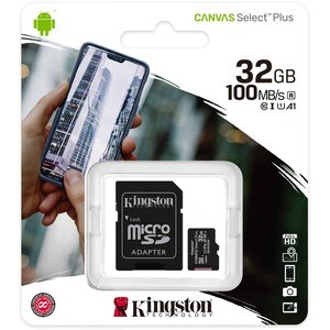 Kingston Canvas Select Plus 32 GB Class 10/UHS-I (U1) microSDHC - 1 Pack - 100 MB/s Read - Lifetime Warranty