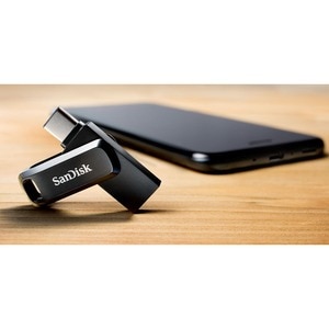 SanDisk Ultra Dual Drive Go 64 GB USB 3.1 Type C, USB Type A Flash Drive - Black - 150 MB/s Read Speed