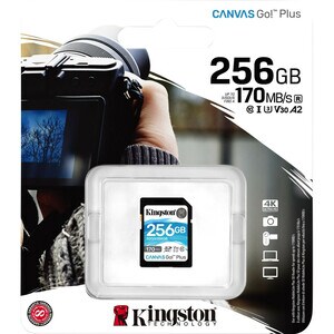 Kingston Canvas Go! Plus 256 GB Class 10/UHS-I (U3) SDXC - 1 Pack - 170 MB/s Read - 90 MB/s Write