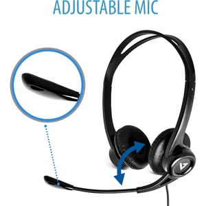 V7 HU311-2EP Wired Over-the-head Stereo Headset - Black - Binaural - Supra-aural - 32 Ohm - 20 Hz to 20 kHz - 180 cm Cable