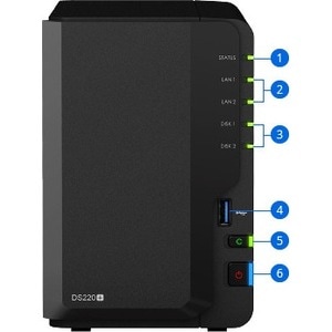 Synology DiskStation DS220+ SAN/NAS Storage System - Intel Celeron J4025 Dual-core (2 Core) 2 GHz - 2 x HDD Supported - 32
