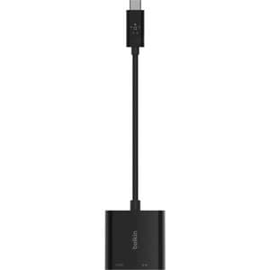 Belkin USB-C to Ethernet + Charge Adapter - 1 x Type C USB Male - 1 x RJ-45 Network Female, 1 x Type C USB Female - Black