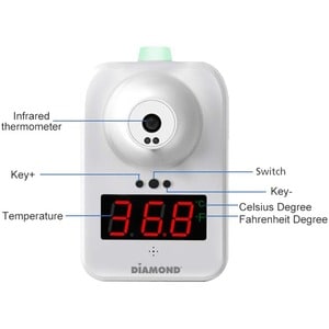 DIAMOND Wall-Mounted Infrared Non-Contact Forehead and Body Thermometer - Non-contact, Large Display, Touchless, Alarm - F