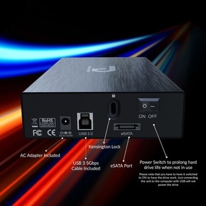 Fantom Drives 18TB External Hard Drive - GFORCE 3 - USB 3, eSATA, Aluminum, Black, GF3B18000EU - Desktop PC, Workstation, 