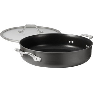 Calphalon Signature Nonstick 5-Qt. Sauteuse Pan With Cover - - Brushed Stainless Steel Handle, Hard Anodized Aluminum, Tem