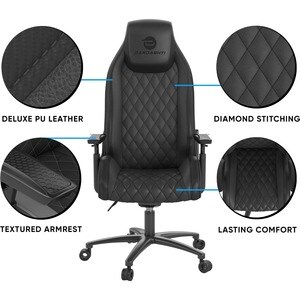 Atlantic Dardashti Gaming Chair - Midnight - For Gaming - Steel, Nylon, PU Leather, Foam, Carbon Fiber - Black, Midnight