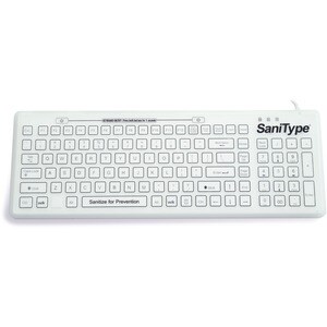 Swipe Clean Hygienic Silicone Washable Keyboard - SaniType "Swipe Clean" Smooth Surface Washable Keyboard (White) (USB) | 