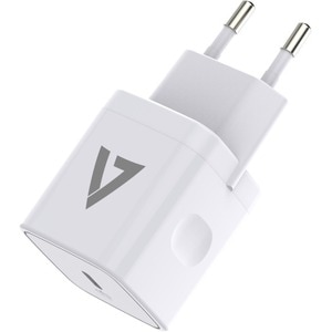 V7 ACUSBC20WPD-BDL-1E 20 W AC Adapter - USB Type-C - For iPhone, iPhone 8, Smartphone, Tablet, iPad - 120 V AC, 230 V AC I