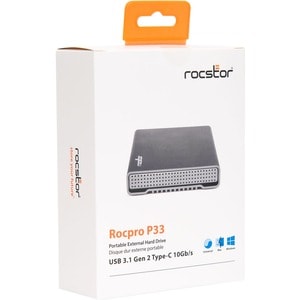 Rocstor 2TB ROCPRO P33 5.4K RPM USB 3.0/3.1 PORTABLE DRIVE - USB 3.1 (Gen 2) Type C - 5400rpm - 1 Year Warranty - 1 Pack