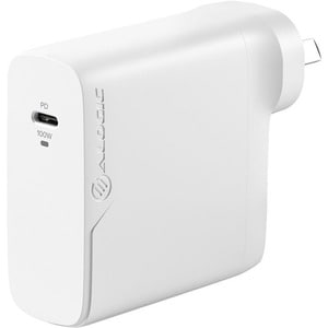 Alogic 1X100 Rapid Power 100W GaN Charger - 120 V AC, 230 V AC Input - 20 V/5 A, 5 V, 9 V, 15 V Output - White