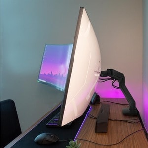 Ergotron Desk Mount for Monitor, Curved Screen Display - Matte Black - Yes - 124.5 cm (49") Screen Support - 19.05 kg Load