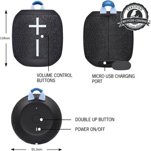 Ultimate Ears WONDERBOOM 3 Portable Bluetooth Speaker System - Black - Battery Rechargeable - USB