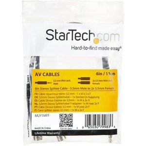 StarTech.com 15cm Stereo Splitter Cable - 3.5mm Male to 2x 3.5mm Female - First End: 1 x Mini-phone Stereo Audio - Male, S